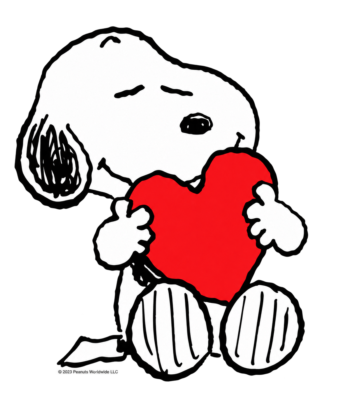 Snoopy hält ein rotes Herz